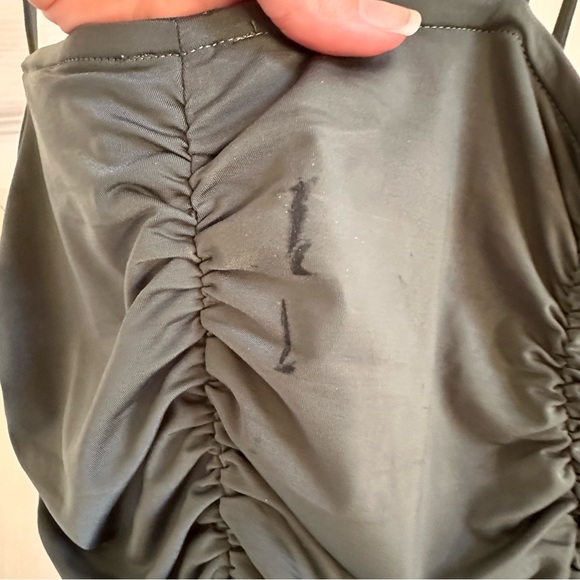 Dark Green Express Body Contour Bodysuit with ruching size small - Picture 2 of 4